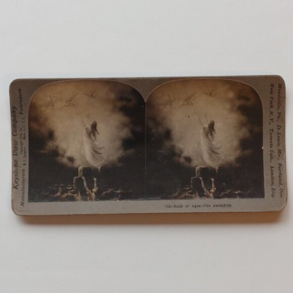 Antique Stereograph Card "The Rock of Ages - The Ascension" Keystone View Co - Picture 1 of 5